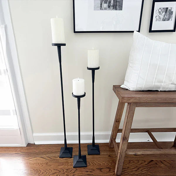 Extra Tall Cast Iron Candle Holders, Set of 3