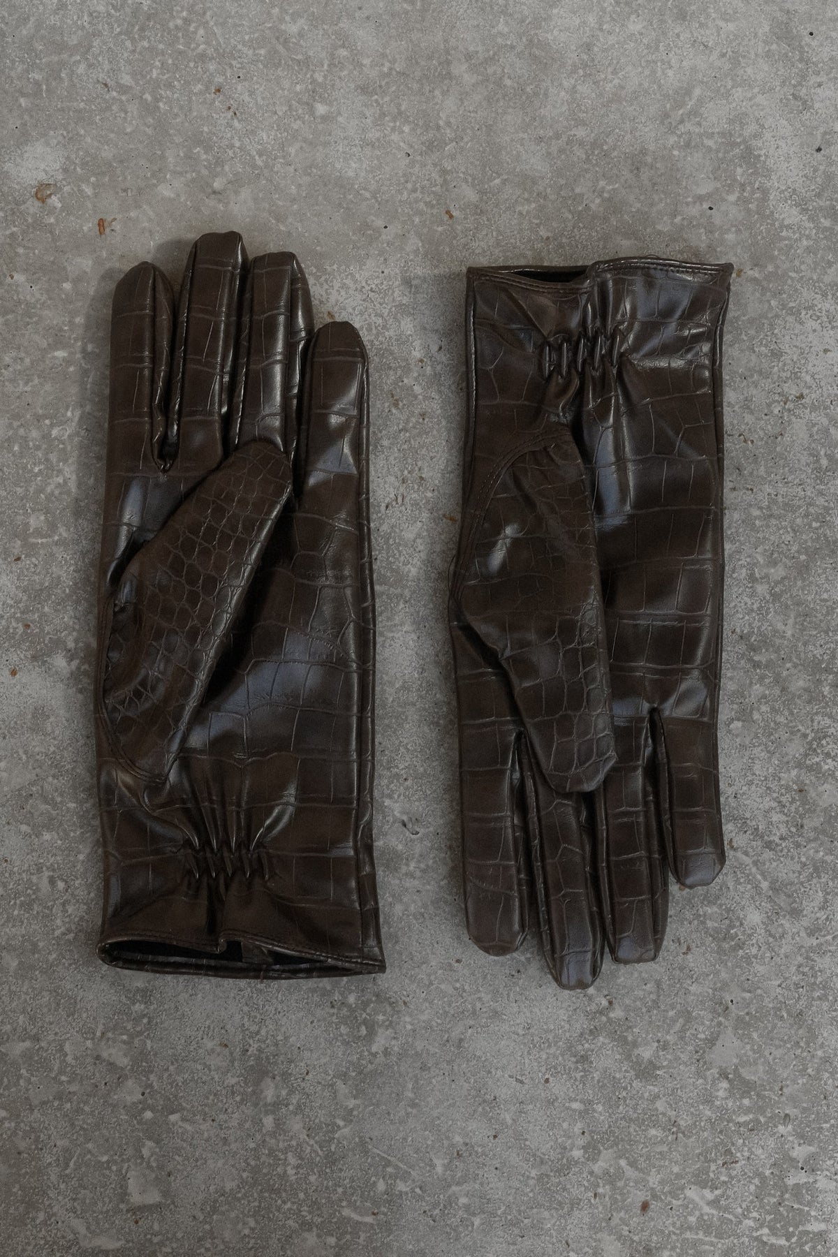 Guantes de cocodrilo de piel sintética Atlas - Chocolate
