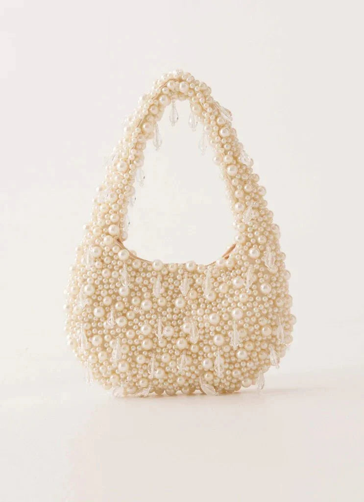 Billy | Women's Pearl Beaded Shoulder Party Bag with Drop Charms