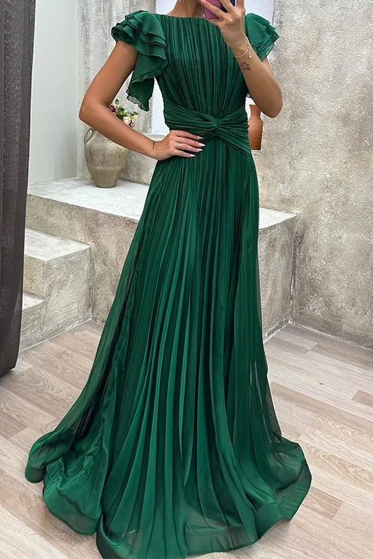 Calista | Women's Pleated Maxi Autumn Wedding Guest Dress