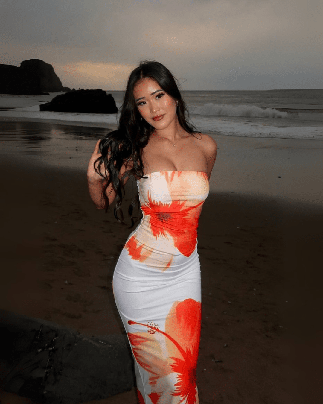 Caroline | Women's Floral Print Strapless Maxi Summer Bach Dress