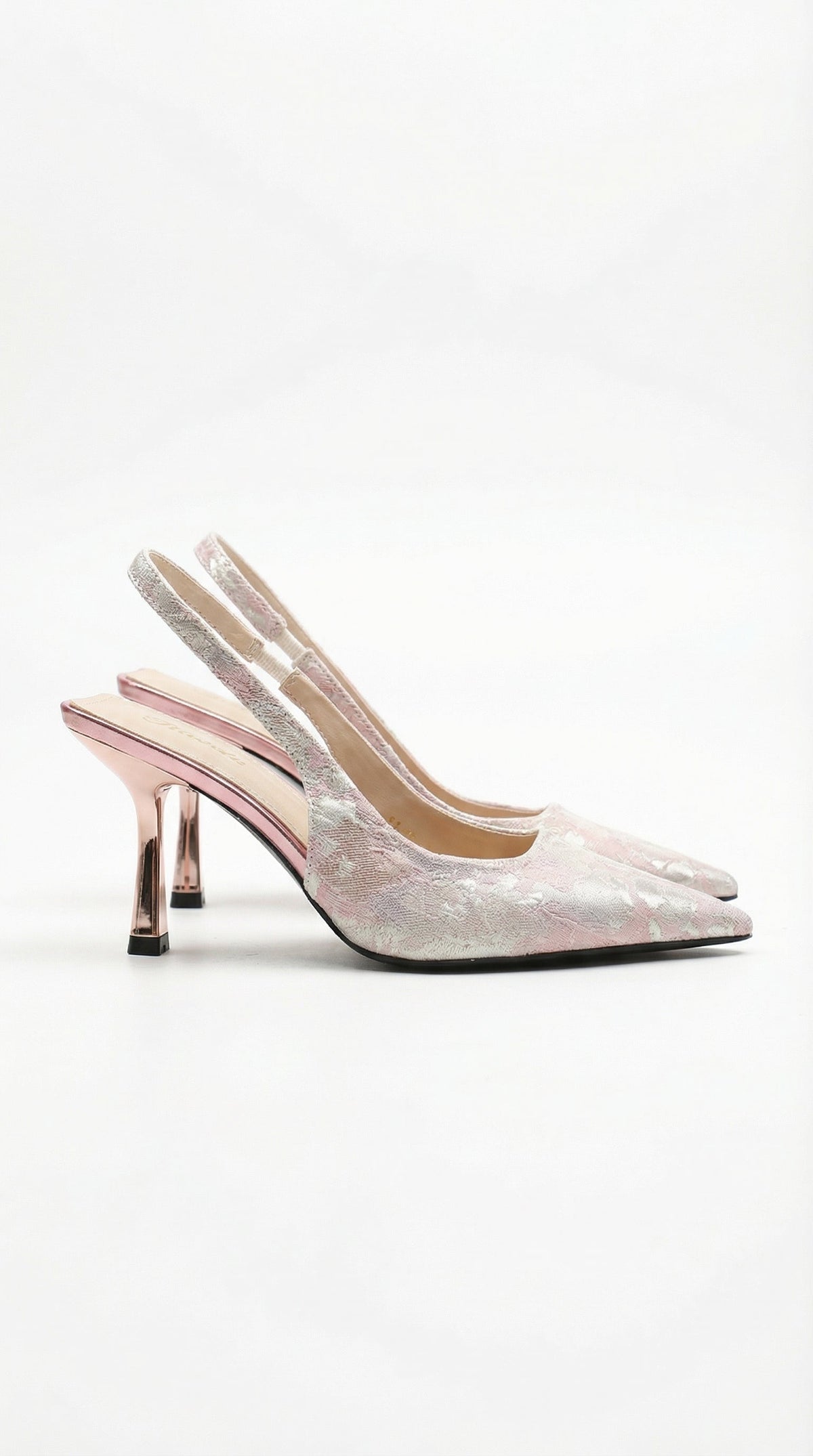 Frida | Women's Textured Pointed Toe Slingback Heel Sandals