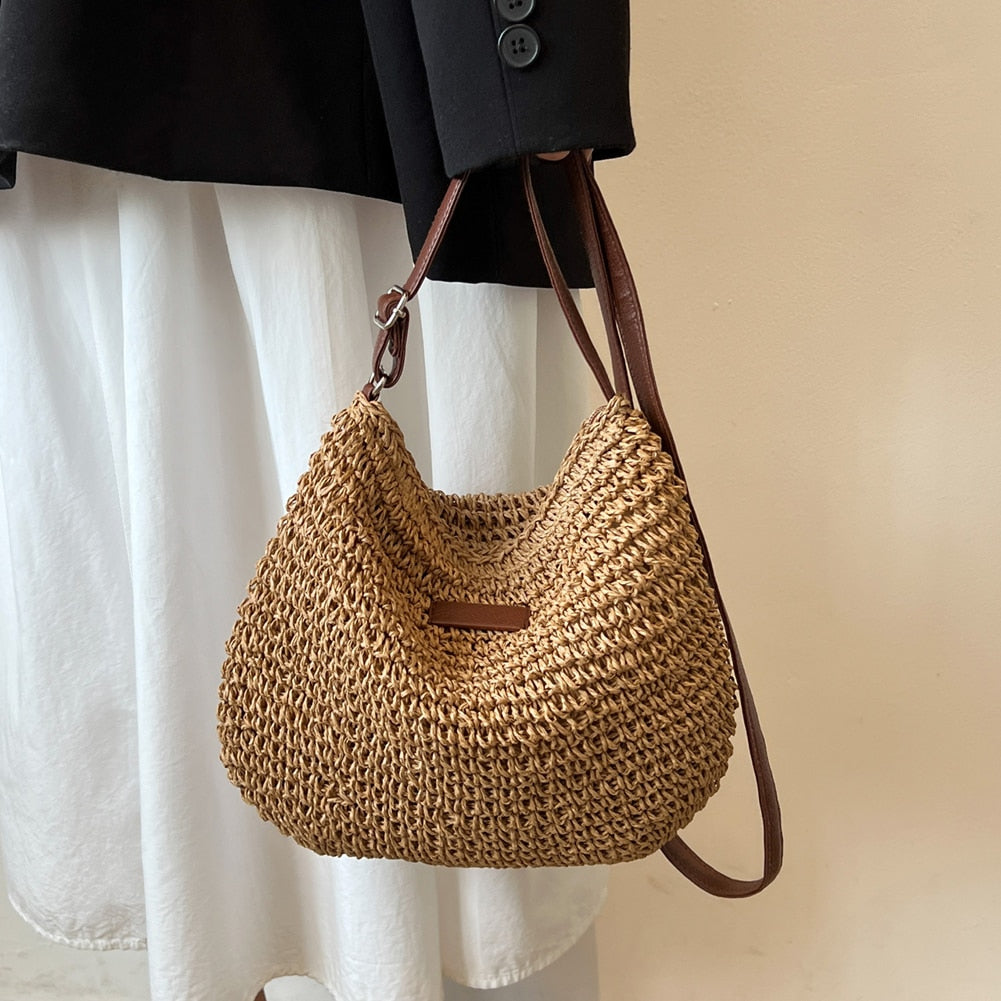 Ida | Women's Woven Hobo Shoulder Bag with Adjustable Strap
