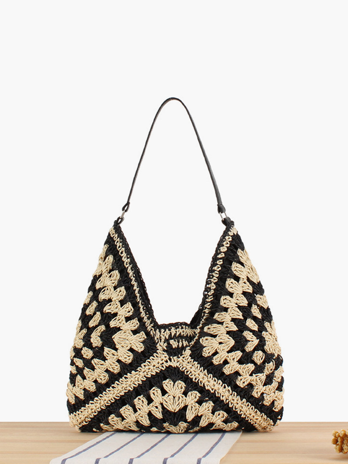 Jenny | Women's Embroidered Woven Crochet Shoulder Beach Bag