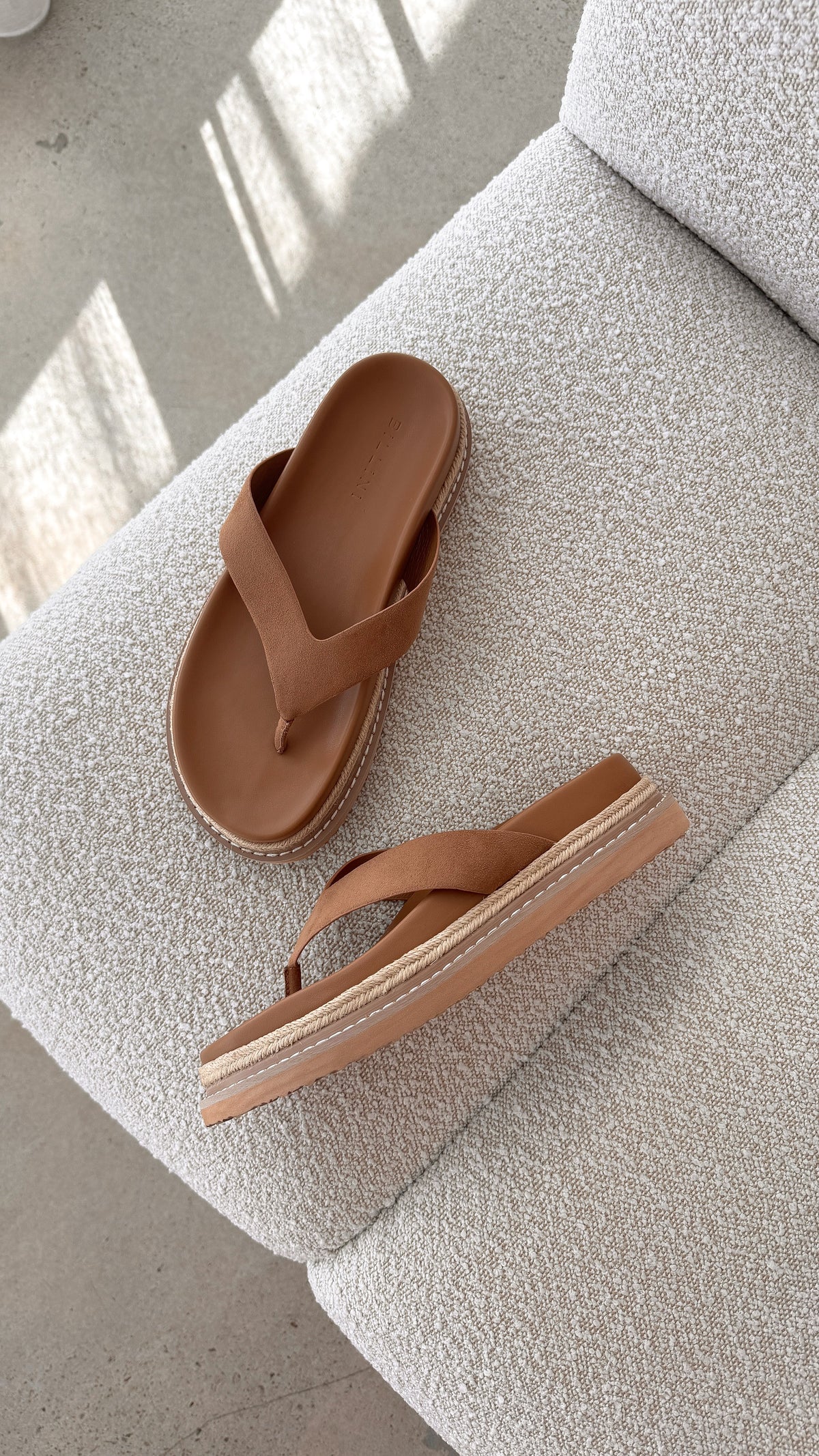 Arley Slide - Sandstone Faux Suede