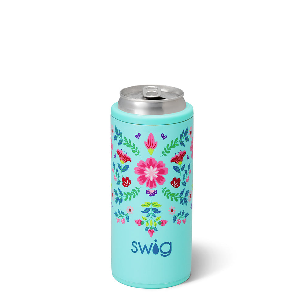 Swig Flora Azul Skinny Can Cooler 12oz