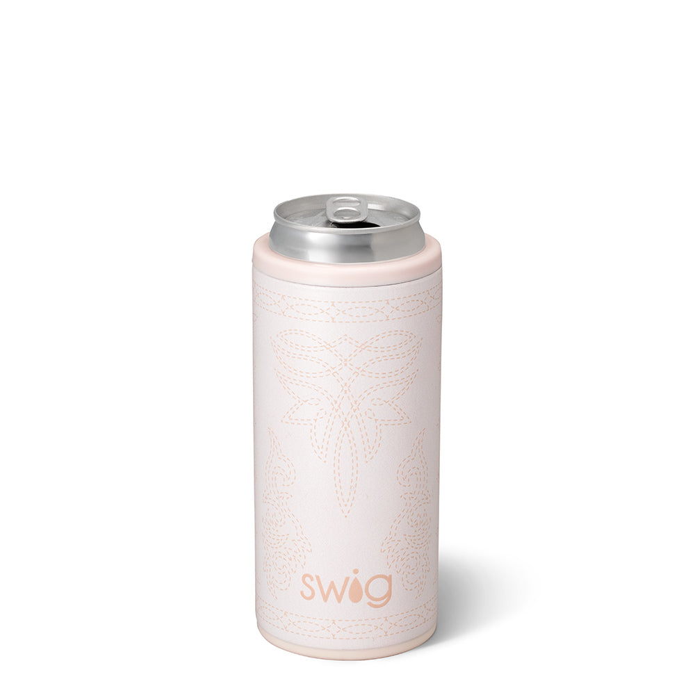 Swig Saddle Stitch Cream Skinny Can Cooler 12oz