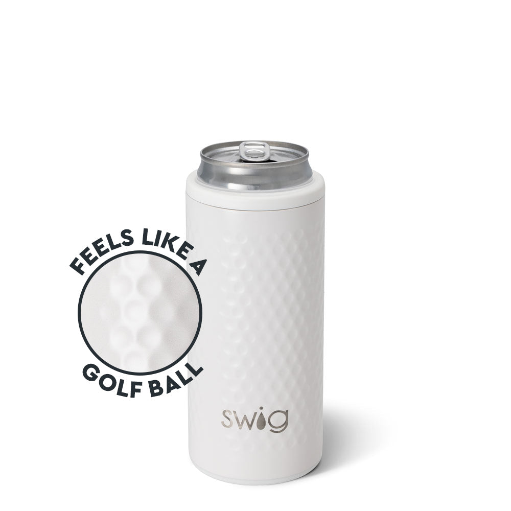 Swig White Golf Ball Skinny Can Cooler 12oz