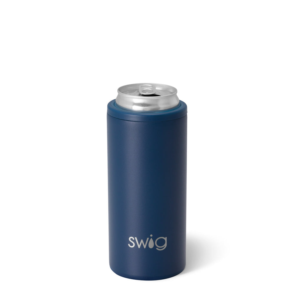 Swig Navy Skinny Can Cooler 12oz